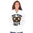 thumbnail image 3 of Busy Being Salty Pretzel Food Pun Zip Up Hoodie Men's Women's Brisco Brands S, 3 of 6