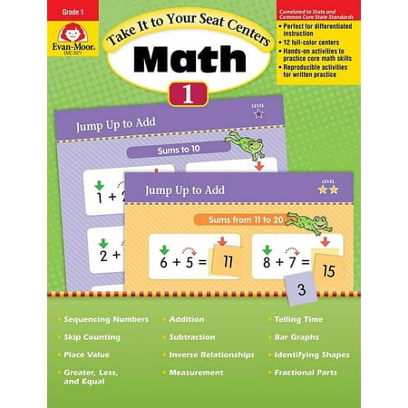 Evan-Moor Take It to Your Seat: Math Centers, Grade 1 Teacher Resource