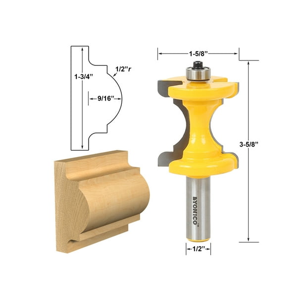 Large Bullnose & Bead Router Bit Column Face & Chair Rail Molding