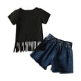 thumbnail image 4 of Coerni Western Baby Girl Fringed Clothes Shorts Set Toddler Short Sleeve T Shirt Top Denim Shorts 2PCS Summer Outfits, 4 of 8