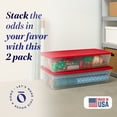 thumbnail image 2 of Homz 41 Quart Clear Plastic Holiday Storage Container with Red Lid, 2 Pack, 2 of 9