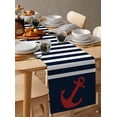 thumbnail image 6 of Table Runner Dresser Scarves 108 Inch Long, Marine Nautical Theme Red Anchor Linen Dining Table Runners Dark Navy Blue and White Stripes Tabletop Scarf for Wedding Holiday Party Kitchen, 6 of 7
