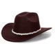thumbnail image 3 of Sombrero de copa vaquero occidental unisex de lana - Adornado con pedrería, correa ajustable, talla única, poliéster, para disfraces/festivales, 3 of 4