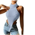 thumbnail image 1 of Birdeem Femmes Décontracté Uni Sans Manches à Col Licou Débardeur Chandail Blouse Gilet Hauts, 1 of 6