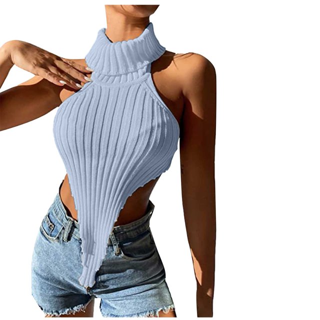 Birdeem Femmes Décontracté Uni Sans Manches à Col Licou Débardeur Chandail Blouse Gilet Hauts