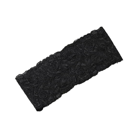 CNEJRHG Lace Boho Headbands For Women Crochet Wide Headband Knit Head Wrap Stretch Trimmed Hairband Floral Hair Accessories For Daily Outdoor Holidays Wear Black Floral A