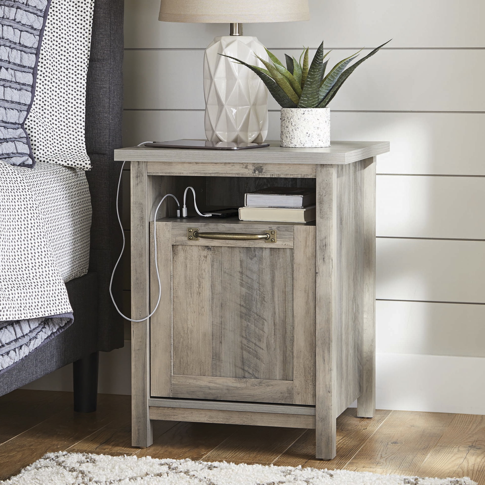 light gray nightstands