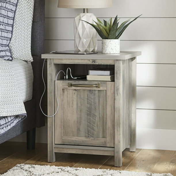 Better Homes Gardens Modern Farmhouse Usb Nightstand Rustic Gray Walmart Com Walmart Com