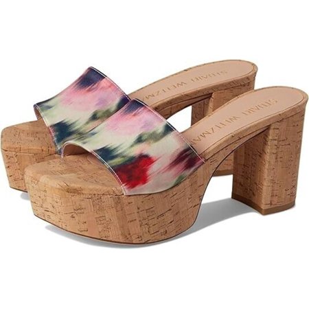Stuart Weitzman Squarehigh Platform 95 Sandal Womens 9.5 Multi Block Heel KHD829