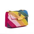 thumbnail image 4 of Bolso de mano de mujer con diamantes sintéticos, bolso de ante arcoíris para mujer, bolso cruzado de colores combinados, bolso de mano con piedras de retazos, 4 of 4