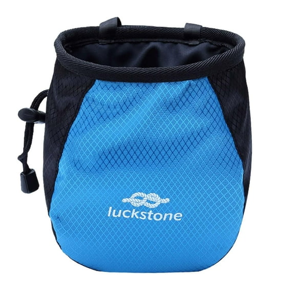 Climbing Chalk Bag Packaging Adjustable Waist Belt Accessories Gym Sock Chalk Carrier Bag Storage Pouch for Workout Walking Gymnastics Purse Blue