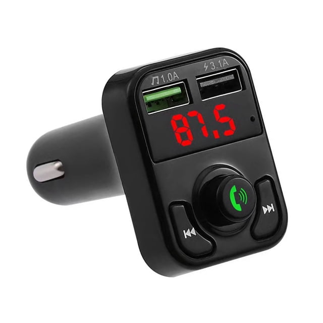 Adaptador Bluetooth Transmisor FM Adaptador de radio inalámbrico Puertos duales Reproductor de música para automóvil Receptor de radio Negro