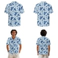 thumbnail image 2 of Xixirimido Blue Roses Floral Print Hawaii Couple Matching Outfit Men's Hawaiian Shirt and Women's Summer Sleeveless Dress Soft Midi Beach Dresses Matchable Couple Outfits, Size XL, 2 of 7
