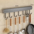 thumbnail image 4 of Perchero de Cocina con 8 , Perchas Montadas en la Pared, Estante, Cuchara, Pala, Tabla de Cortar, Organizador, Accesorios de Cocina, Gris, 4 of 5