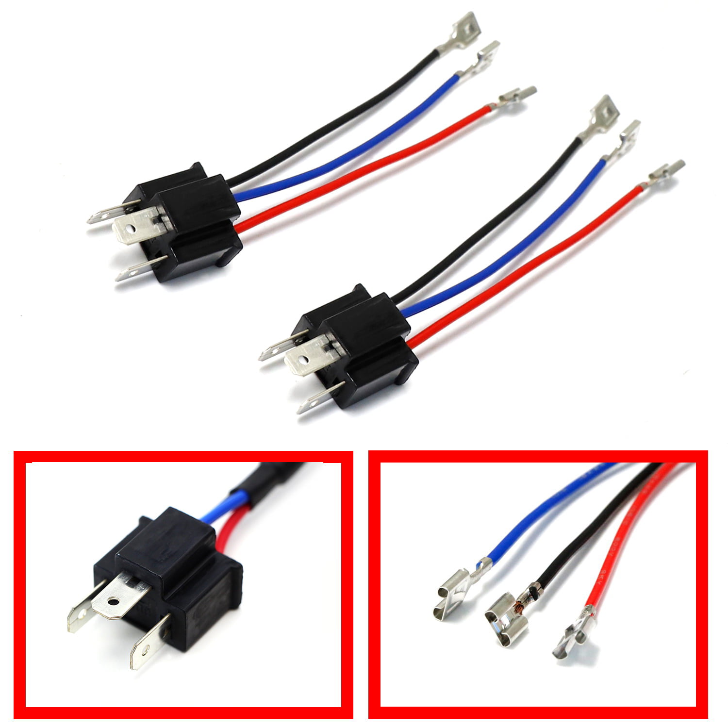 iJDMTOY H4 9003 To H13 9008 Pigtail Wire Wiring Harness Adapters For H4/H13 Headlight Conversion Retrofit 2
