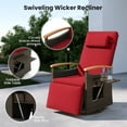 thumbnail image 4 of Gymax Set Of 2 Outdoor 360° Swivel Rattan Recliner Chair Patio Wicker Chaise Lounge Chair Red, 4 of 6