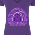 thumbnail image 4 of Inktastic Fibromyalgia Awareness Rainbow with Purple Ribbon Women's V-Neck T-Shirt, 4 of 5