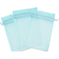 thumbnail image 1 of 100 Pcs Light Blue 5x7 Sheer Drawstring Organza Bags - Jewelry Pouches, Wedding Party Favor & Gift Bags -, 1 of 1