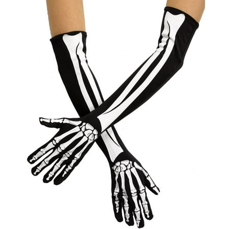 Adult Skeleton Gloves Bones Costume Fingers Hands Goth Biker