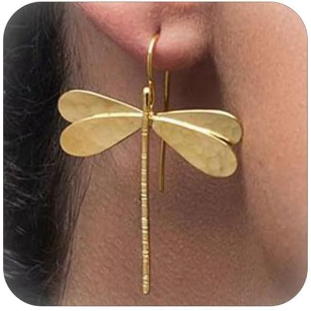 HAHDAXIA Boucles d'Oreilles Libellule pour Femmes Boucles d'Oreilles en Forme de Libellule Dorées Boucles d'Oreilles Filetées Insecte Pendantes Boucles d'Oreilles Déclaration Animale Cadeaux de Noël pour Filles