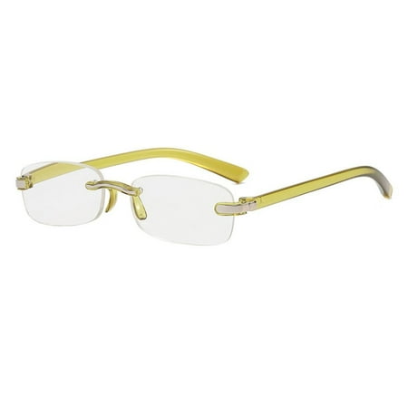 Men Women Simple Vintage Classic Reading Glasses Eye Protection Ultra Light Glasses High-definition YELLOW STRENGTH350