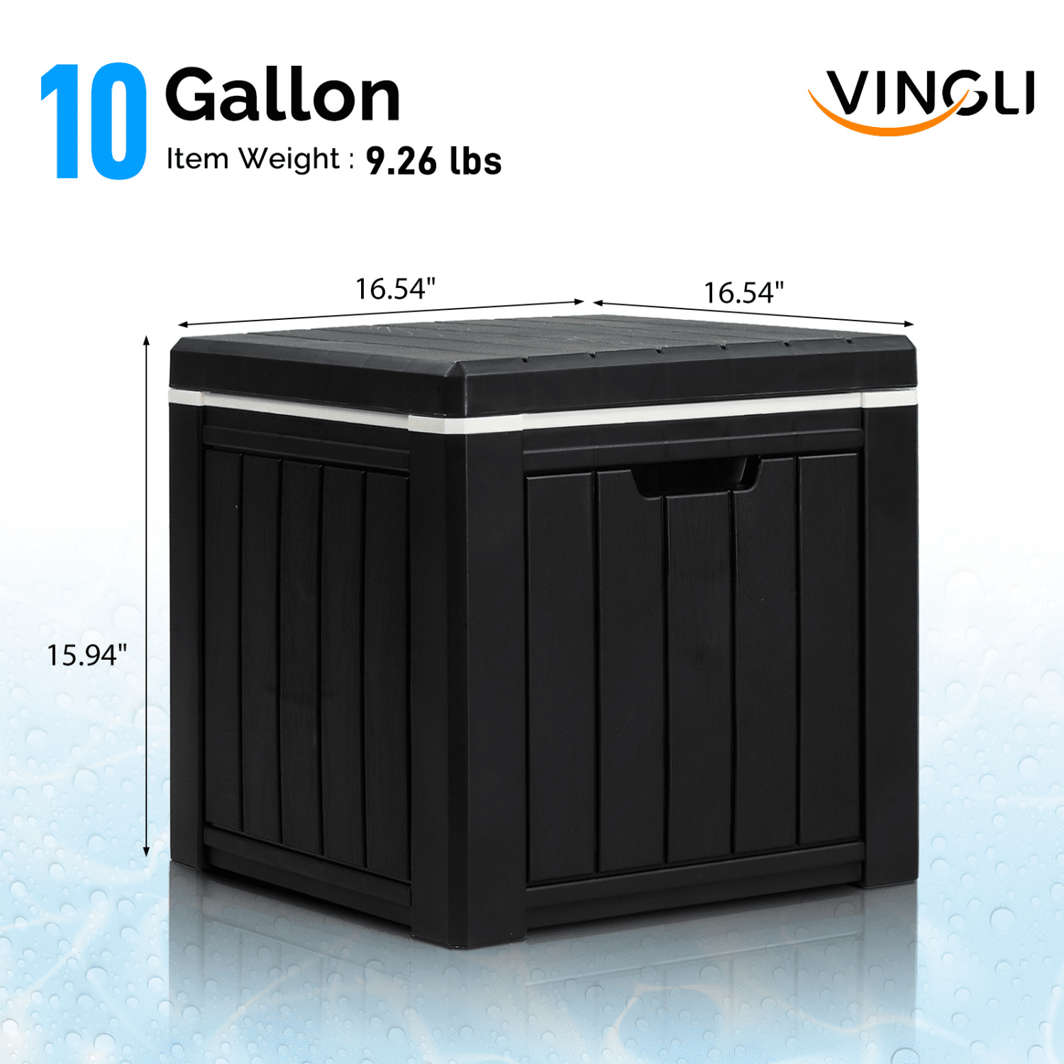Tcbosik Portable Cooler Table with Handles, 10 Gallon Ice Chest with Storage, Cocktail Side Table for Camping, Fishing, Picnic, BBQ, Black