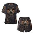 thumbnail image 5 of Picia Classical Style Brown Owl Pajamas Sets for Women Soft Short-Sleeved Pjs with Lounge Shorts Two Piece Sleepwear-Medium, 5 of 9