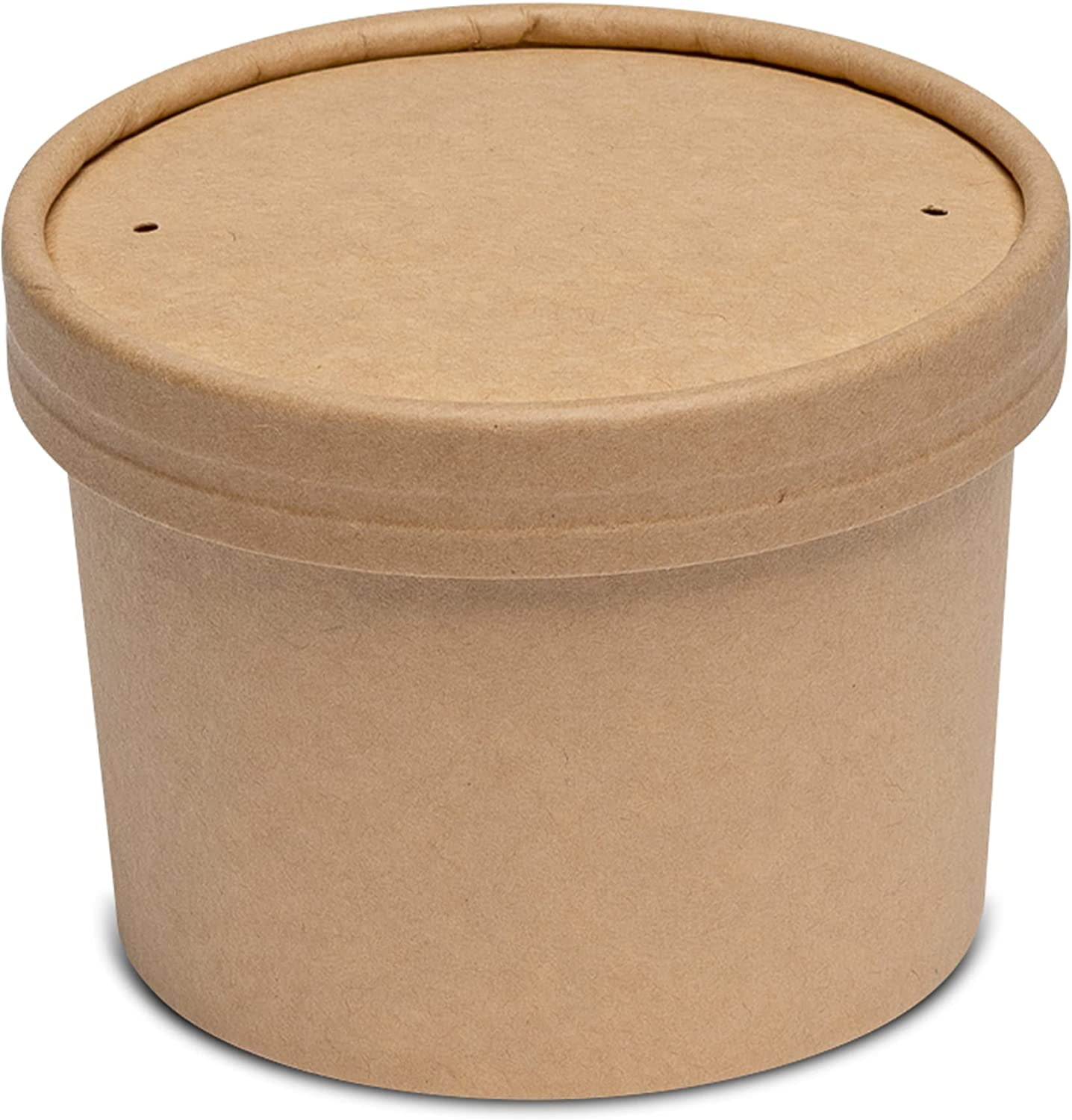 [200 Pack] 16 oz Disposable Kraft Paper Soup Containers with Plastic Lids -  Pint Ice Cream Containers, Frozen Yogurt Cups, Restaurant, Microwavable