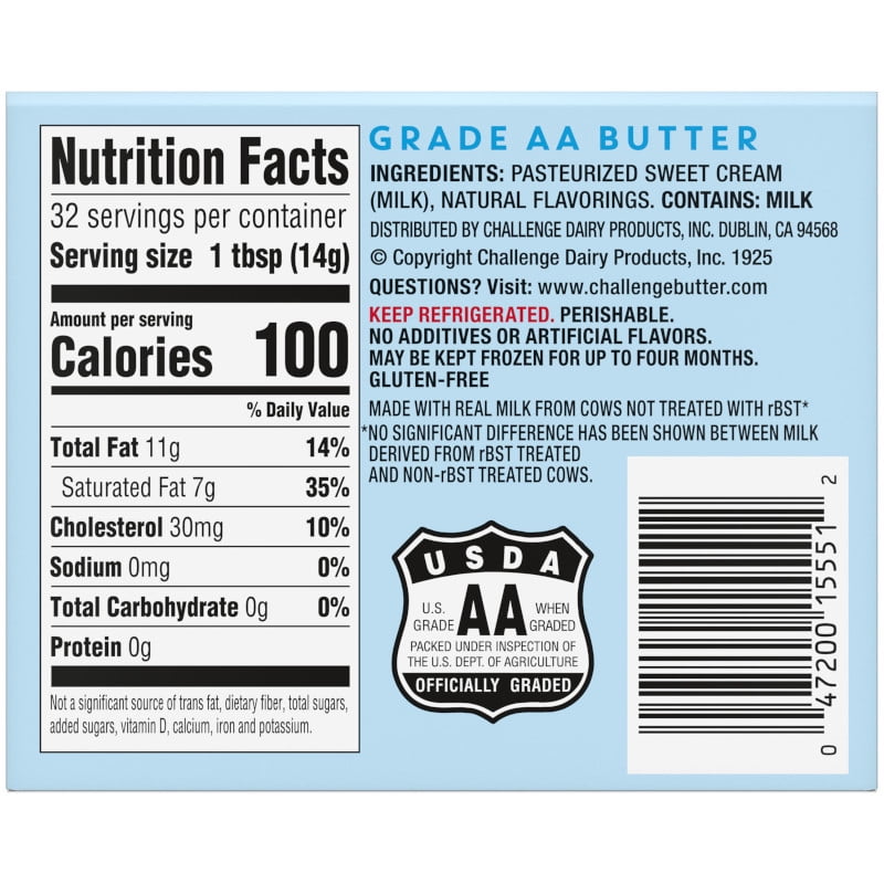 Challenge Unsalted Fresh-Churned Butter Cubes, 16 oz, 8 Pre-Measured Portions