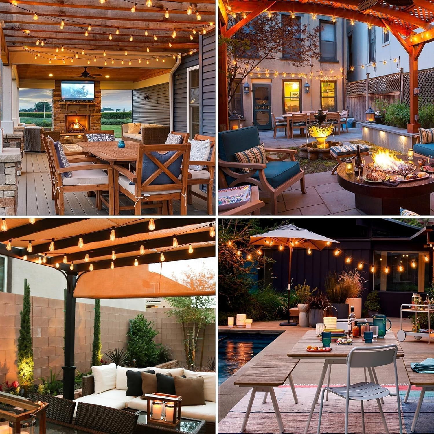116FT Patio Lights Waterproof, Led Outdoor String Lights with 38+2 Edison Bulbs Shatterproof, Soft White Hanging Outside Lights for Backyard Deck Party Garden Bistro Tent