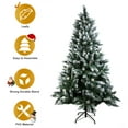 thumbnail image 3 of Hengu 6ft Snow Flocked Hinged Artificial Christmas Tree with Pine Cones, Metal Stand, 3 of 9