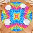thumbnail image 2 of Colorful Tie Dye Pattern Round Fitted Tablecloth with Elastic Edge,Dining Table Cover Waterproof,Outdoor Round Tablecloth for Camping,Dining,Indoor and Outdoor, 2 of 7