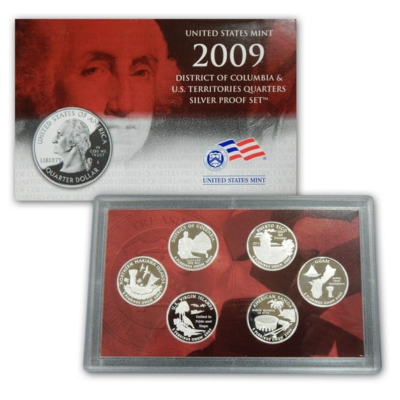 2009-S DC and Territorial Quarter SILVER Proof Set, with Box & COA