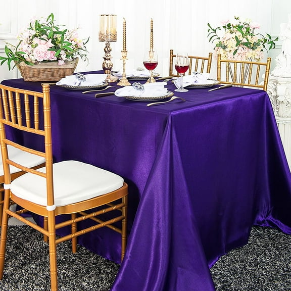 Wedding Linens Inc. 54" x 108" Satin Rectangular Table Cover Tablecloth - Regnecy