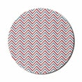 thumbnail image 1 of Retro Mouse Pad for Computers, Zig Zag Chevron Style Geometric Pattern Design in Pastel Colors Print, Round Non-Slip Thick Rubber Modern Mousepad, 8" Round, Pale Blue Red and White, by Ambesonne, 1 of 2