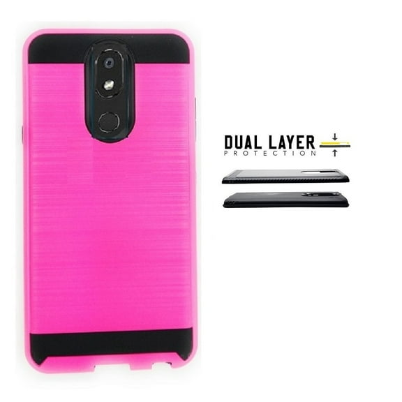 Compatible Case for LG Aristo 4 Plus/ LG Prime 2 / Straight Talk LG Journey Smartphone / LG Journey /LG Arena 2 / LG Escape Plus, Slim Metallic Brushed Design Shockproof Cover Case (Hot Pink)