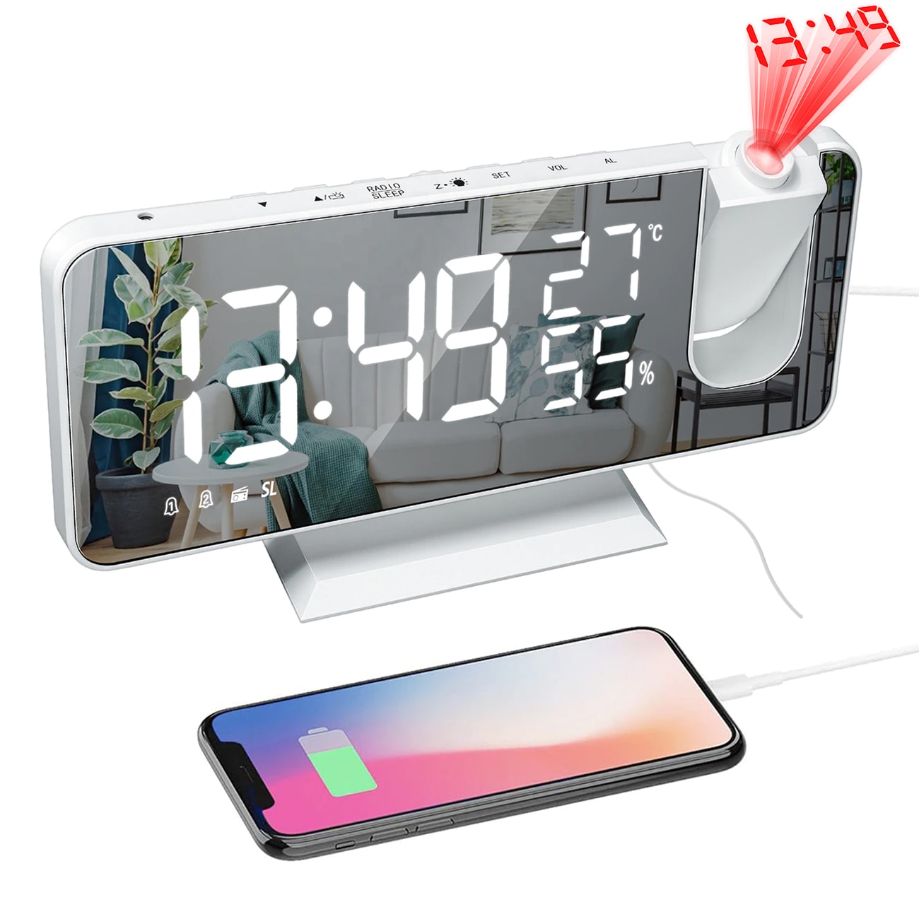 FM Radio LED Digital Smart Alarm Clock Watch Table Electronic Desktop