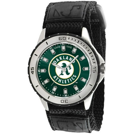 Game Time MLB Men's Oakland Athletics Veteran Series Watch, Black Velcro Strap