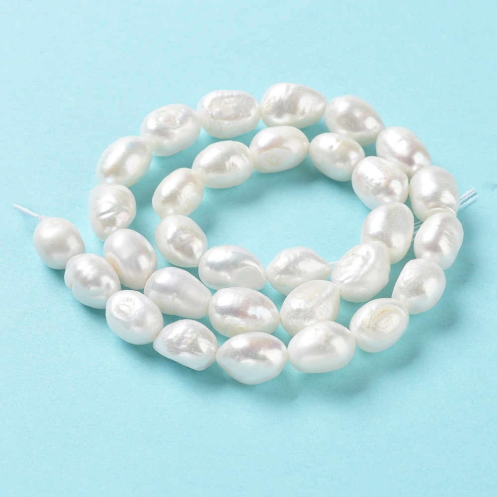 Natural Cultured Freshwater Pearl Beads Strands Two Side Polished Grade 5A Seashell Color 13~14x10~11x8~9mm Hole: 0.6mm about 32~36pcs/strand 15.55''(39.5~40.5cm)