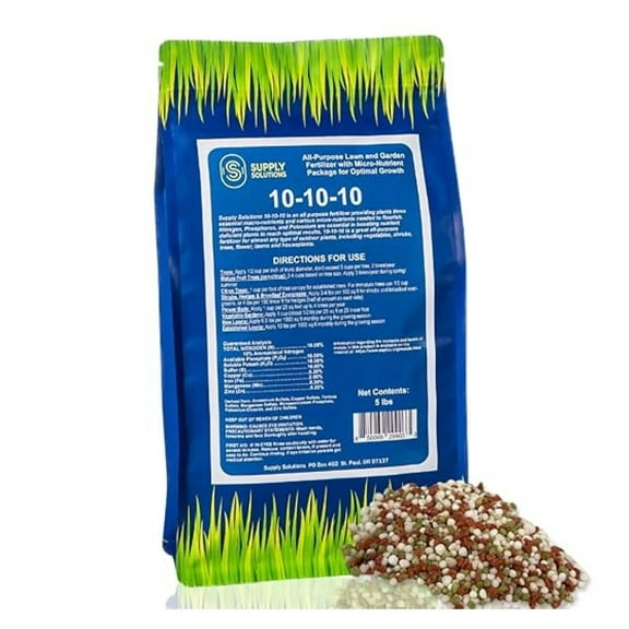 10-10-10 Complete Lawn & Garden Granular Fertilizer with Micronutrients – Balanced NPK Plant Food for Soil Health, & Roots – Safe for Vegetables, Fruits, Lawns (5 Pound)