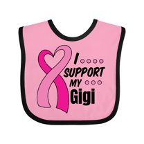 Inktastic Breast Cancer Awareness I Support My Gigi with Pink Ribbon Boys or Girls Baby Bib