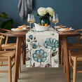 thumbnail image 2 of Blue Tulip Table Runner - 72 Inch Long, Kitchen Dining Table Runner Dresser Scarves, Vintage Flowers Butterfly Plants Beige Rustic Farmhouse Decor for Coffee Tables Wedding Party Banquet, 2 of 8
