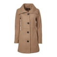 thumbnail image 1 of Womens Mid-Length Single Breasted Wool Look Dress Coat with Pockets - Camel (3X), 1 of 3