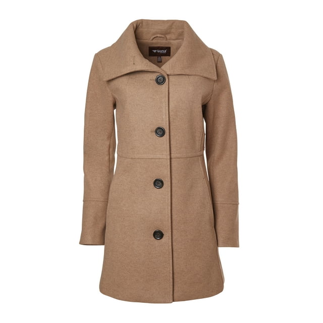 Womens Mid-Length Single Breasted Wool Look Dress Coat with Pockets - Camel (3X)