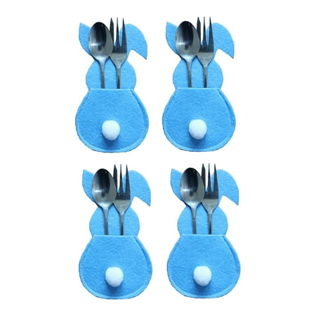 

Veki 4pcs Folk Pocket Fork Utensil Tableware Cutlery Bunny Decoration Silverware Easter Holders Cutlery Organizer And Spoon Table Easter Cover Bag Tableware Place Mats for Dining Table Set