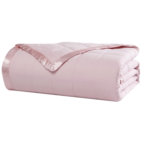 Beatrice Home Fashions, Down Alt Blanket with Satin Trim, Full/Queen, Blush