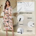 thumbnail image 6 of Yuyamidu Chicken Long Robes for Women Flower Mid-Length with Zipper Pink Crewneck Bathrobe Elegant Sleep Nightgown Breathable Long Sleeve Sleepwear Gowns Size S, 6 of 7