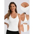 thumbnail image 3 of Unique Bargains Women's Ribbed Slim-Fit Camisoles Deep V Neck Comi Tank Tops L White, 3 of 6