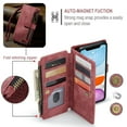 thumbnail image 5 of for iPhone 11 Case, Wallet Case with Card Holder Kickstand Magnetic Zipper Pocket Lanyard Strap Wristlet,Leather Flip Case Wallet for iPhone 11, Red, 5 of 10