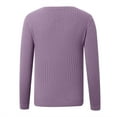 thumbnail image 5 of Fiaer Women's Sweaters V Neck Plus Size Long Sleeve Loose Fit Trendy Solid Casual Lightweight Stretchy Knit Tops Purple XL, 5 of 5